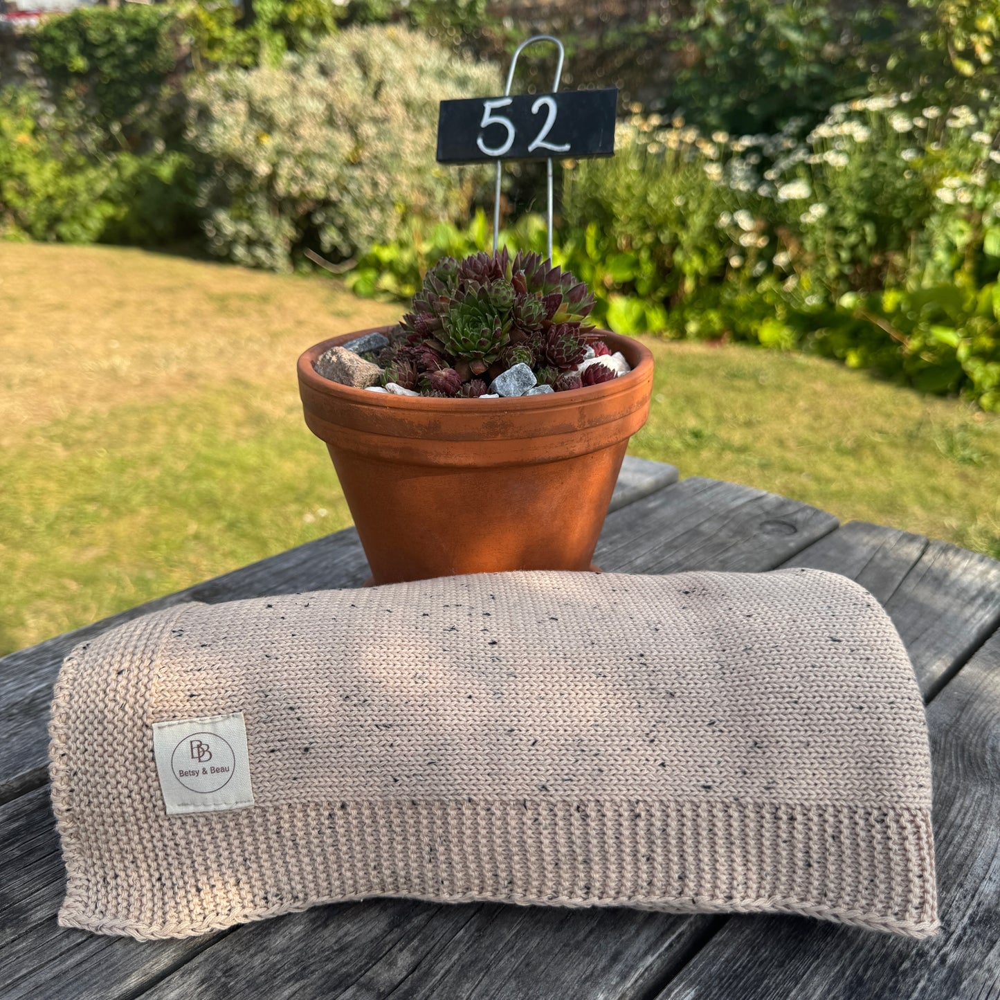 Pablo - Essentials Collection - Organic Cotton Knitted Blanket - Speckled Stone