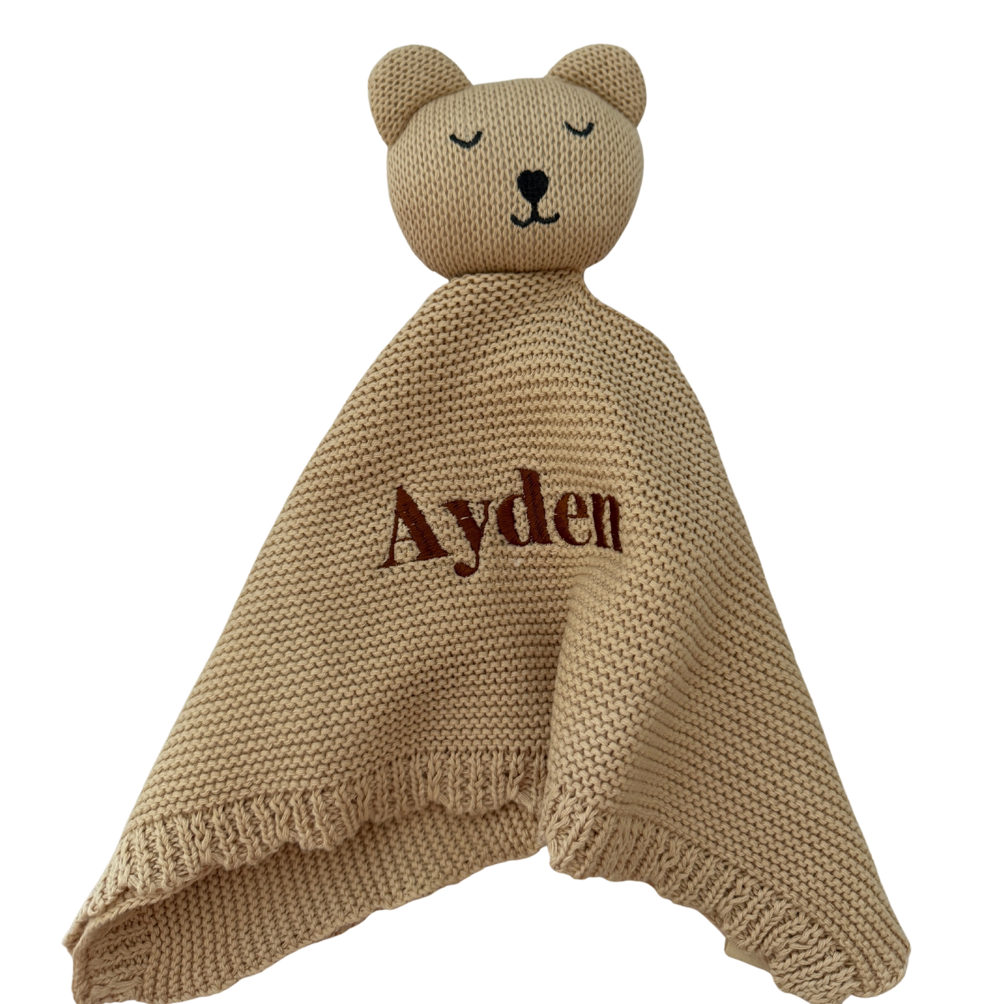 Arely - Personalised Organic Cotton Knitted Bear Snuggler - Oatmeal