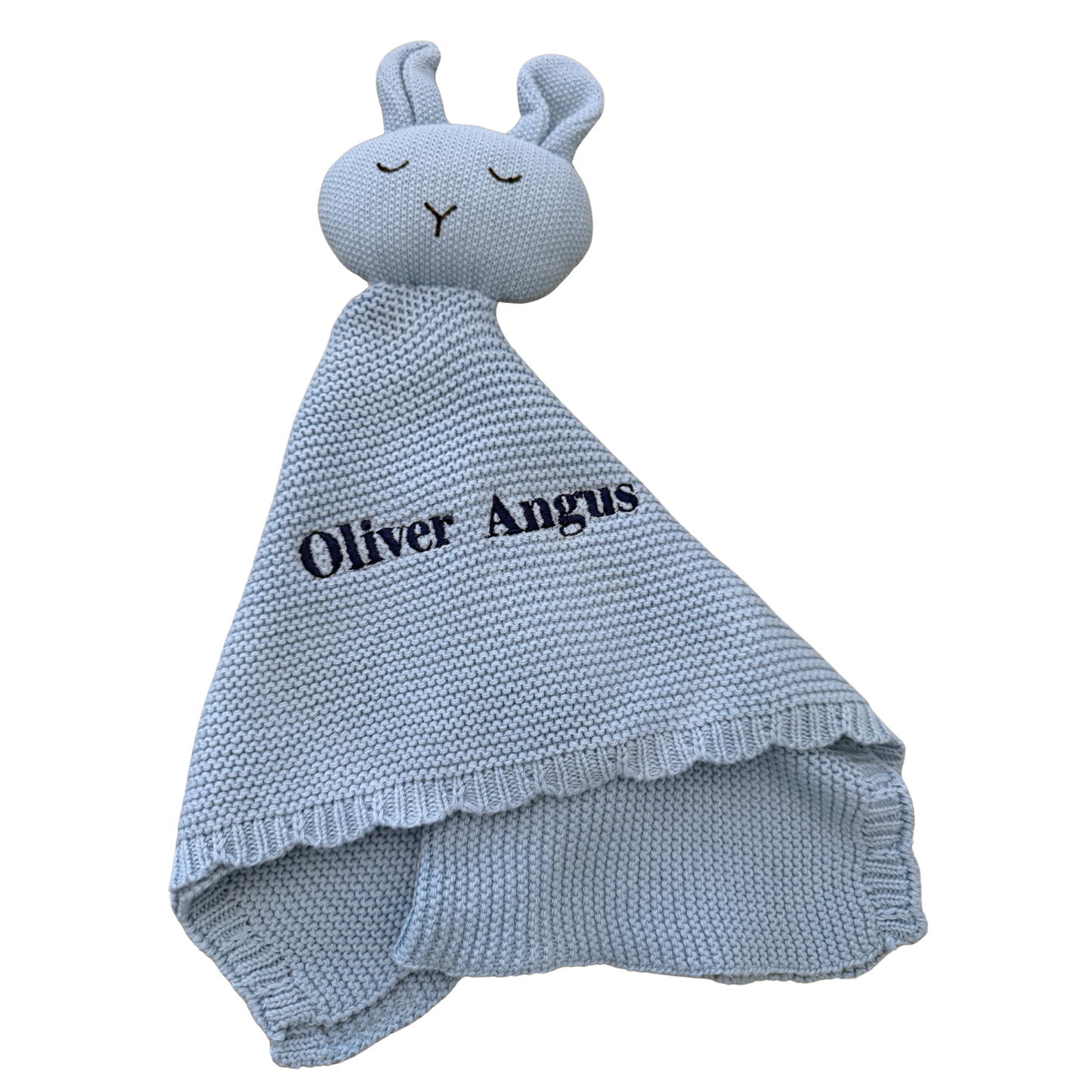 Arely - Personalised Organic Cotton Knitted Bunny Snuggler - Sapphire