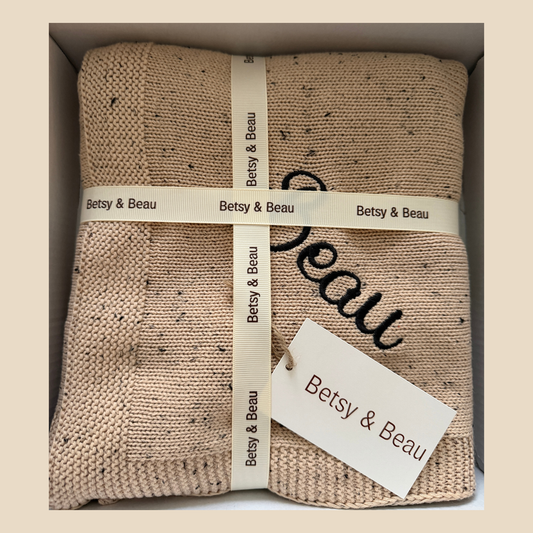 Pablo - Signature Collection - Personalised Organic Cotton Knitted Blanket - Speckled Stone