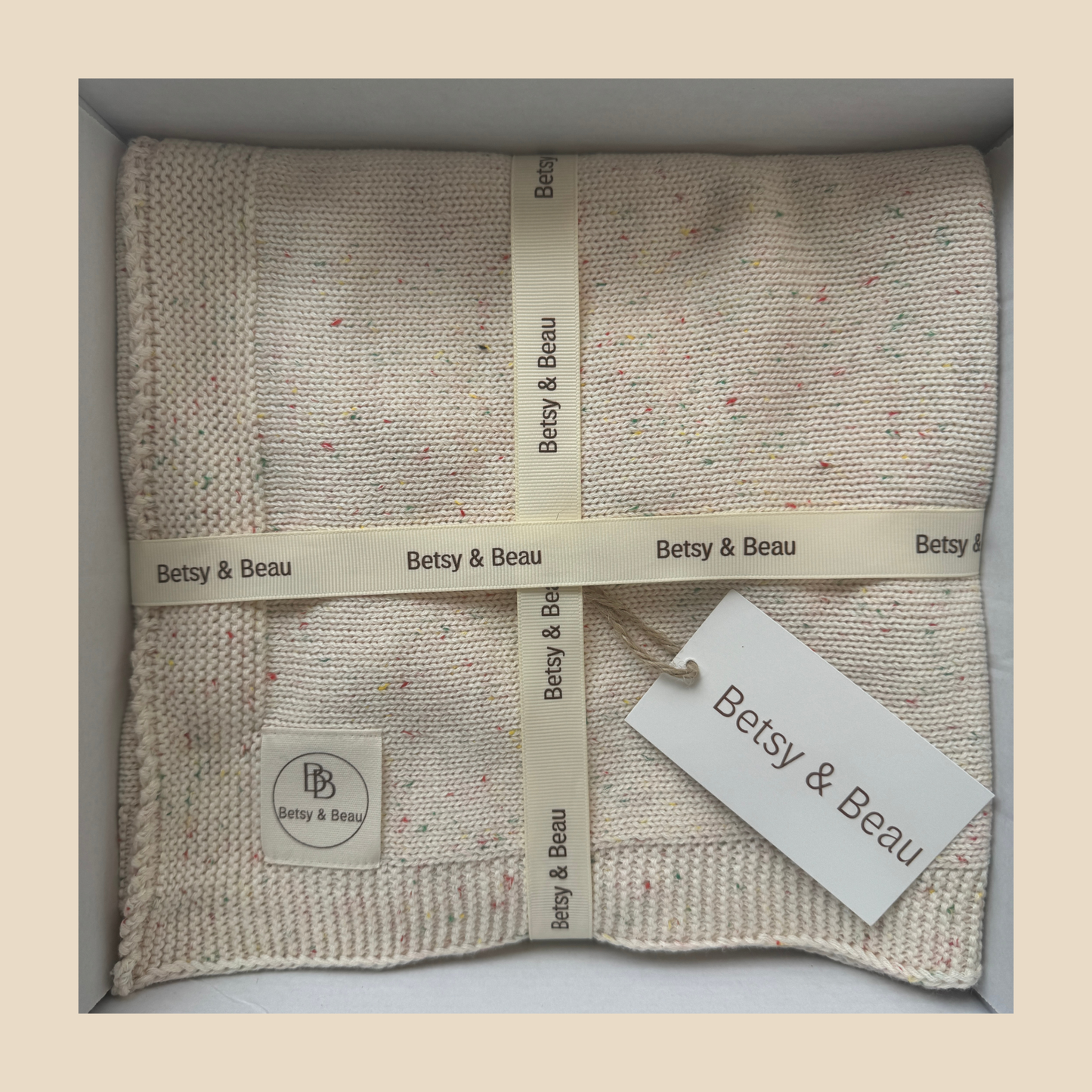 Pablo Signature Collection - Personalised Organic Cotton Knitted Blanket - Confetti Ivory