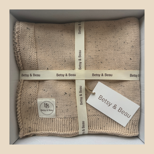 REDUCED - Pablo - Essentials Collection - Personalised Organic Cotton Knitted Blanket - Speckled Stone