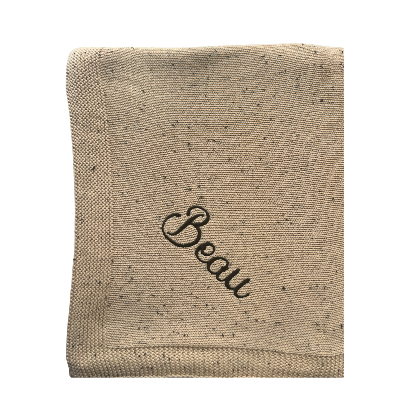 Pablo - Signature Collection - Personalised Organic Cotton Knitted Blanket - Speckled Stone
