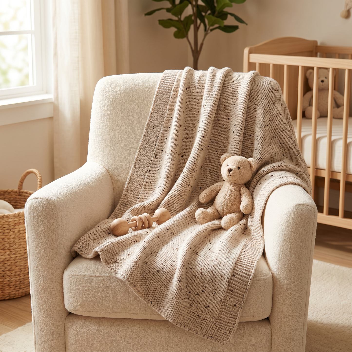 Pablo - Signature Collection - Personalised Organic Cotton Knitted Blanket - Speckled Stone