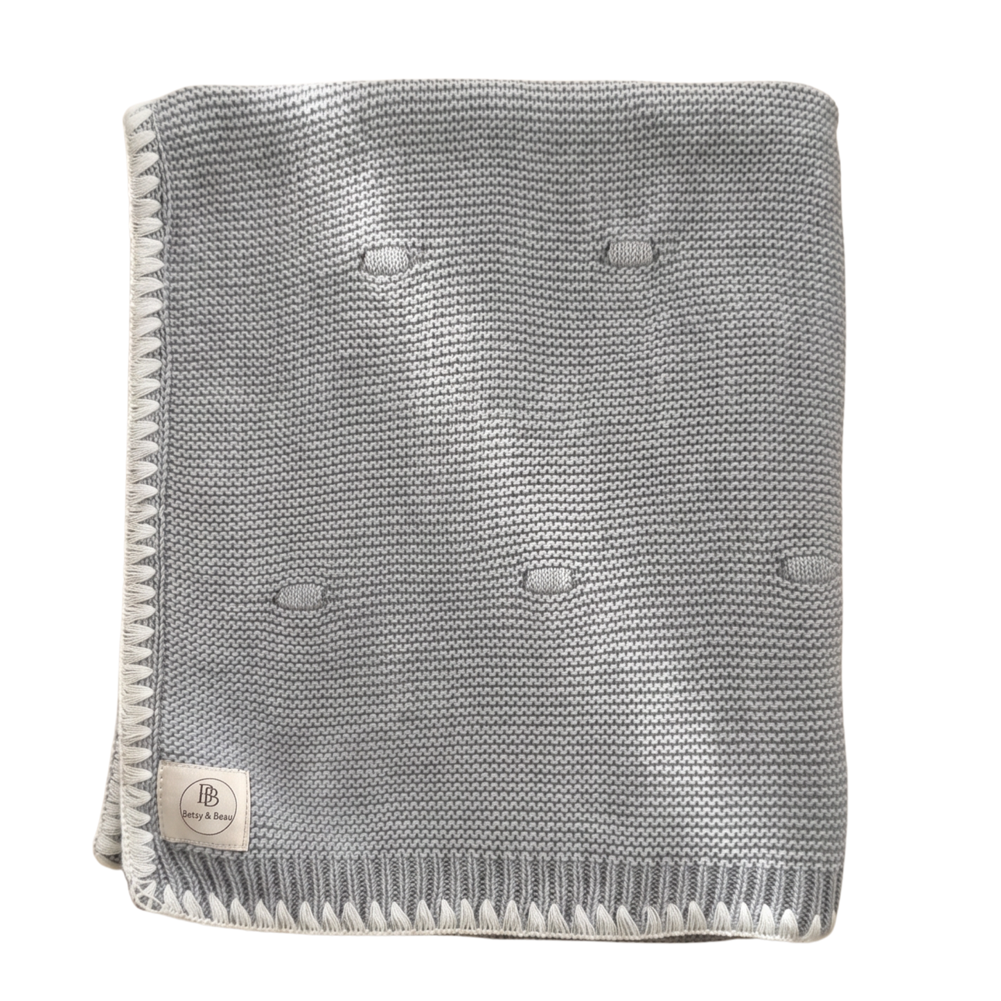 Ramona - Personalised Organic Cotton Knitted Blanket - Dove Grey