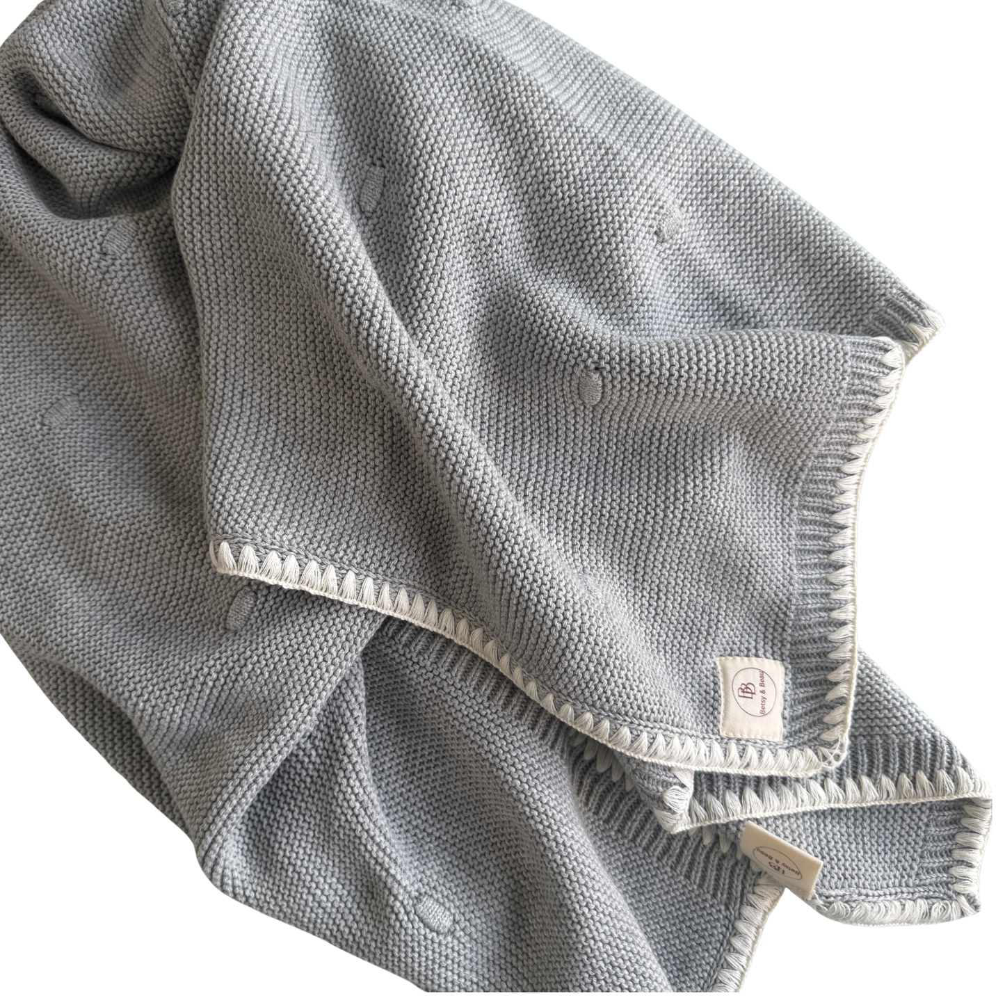 Ramona - Personalised Organic Cotton Knitted Blanket - Dove Grey