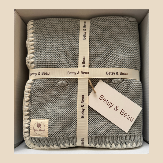 Ramona - Organic Cotton Knitted Blanket - Dove Grey