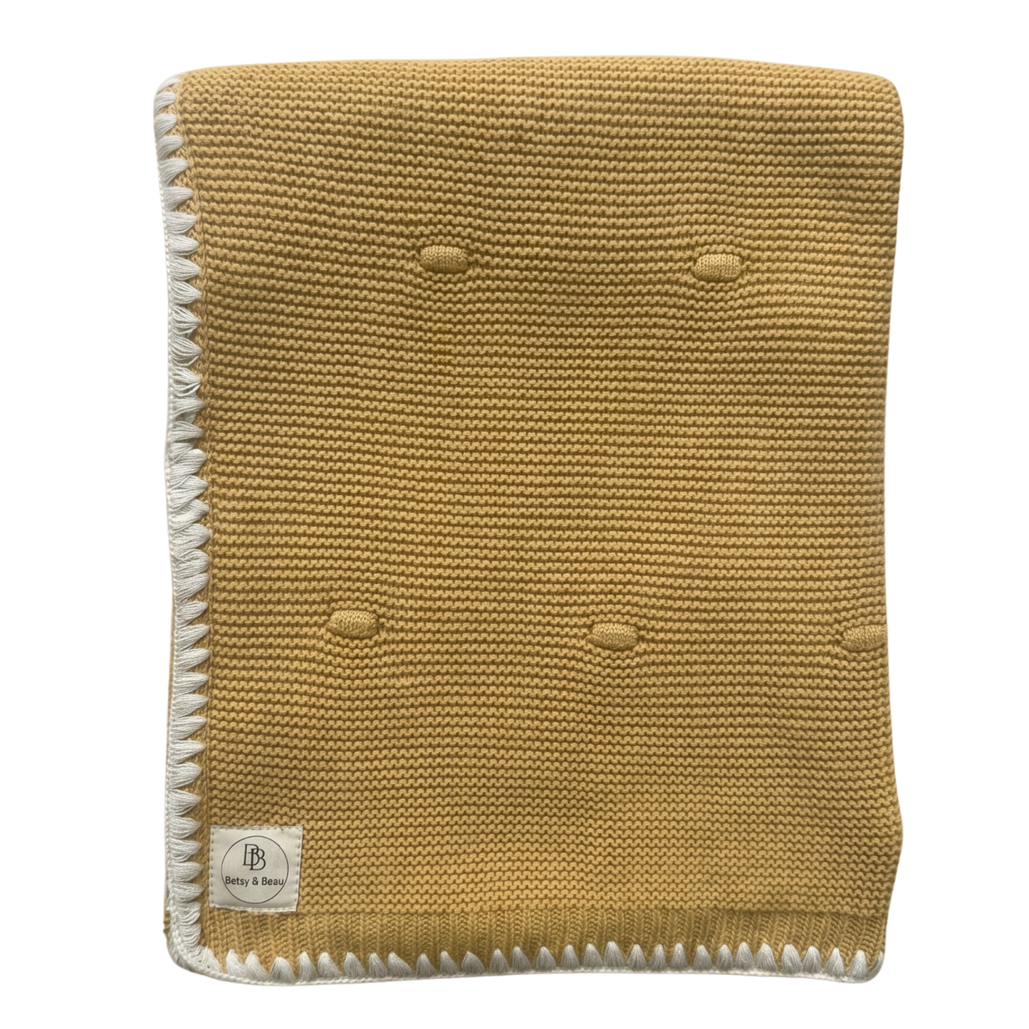 Ramona - Personalised Organic Cotton Knitted Blanket - Spiced Orchre