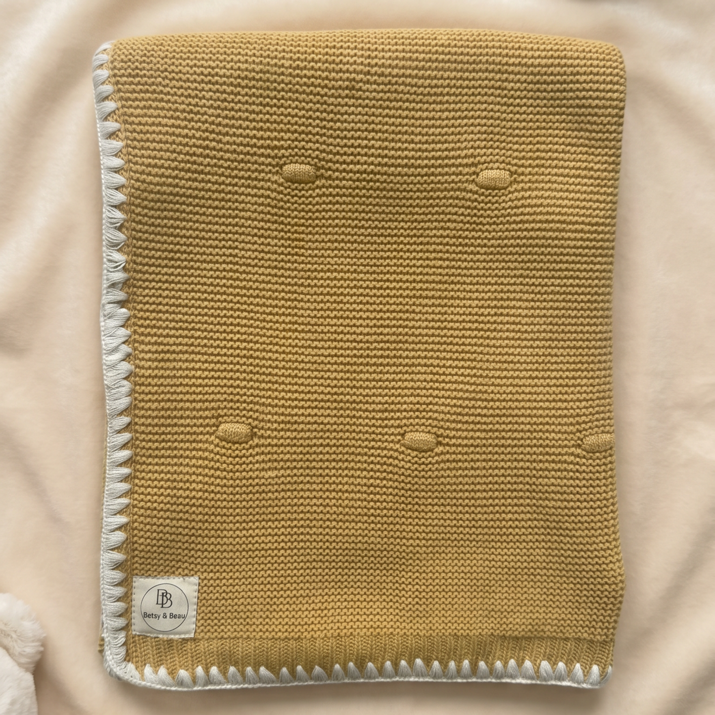 Ramona - Personalised Organic Cotton Knitted Blanket - Spiced Orchre