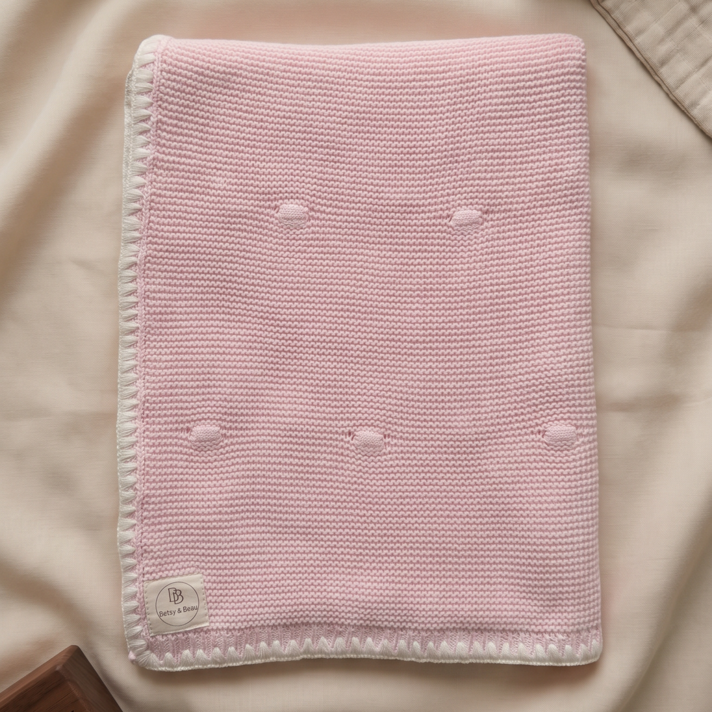 Ramona - Personalised Organic Cotton Knitted Blanket - Peony