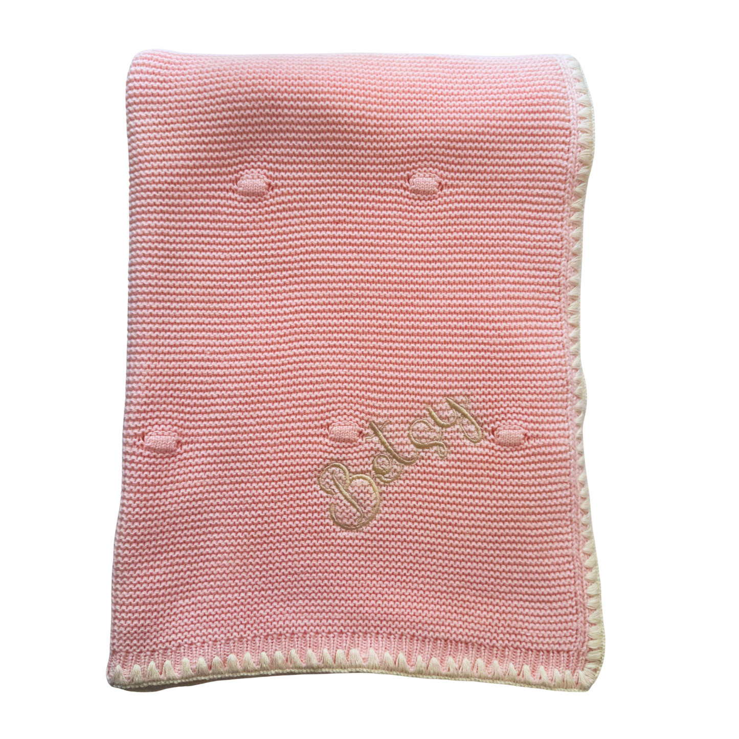 Ramona - Personalised Organic Cotton Knitted Blanket - Peony