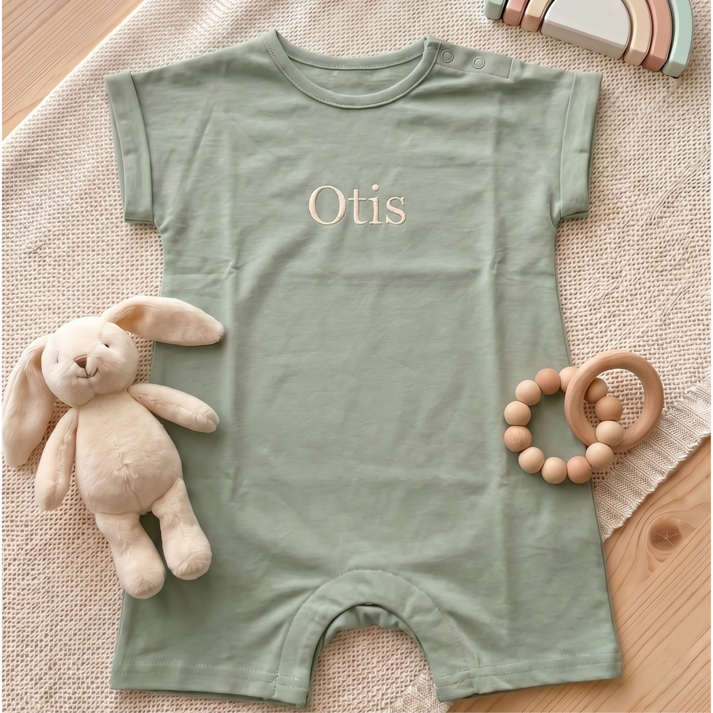 Organic Cotton Romper – Soft, Practical & Personalised -  Sage