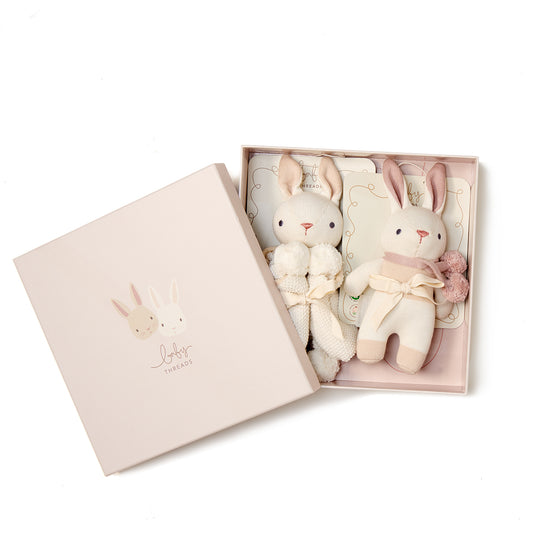 Bunny Cream Gift Set - Organic Rattle & Comforter