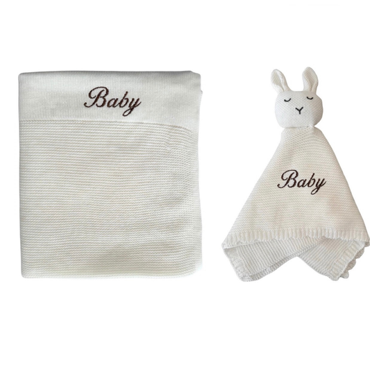 NEW - Arely - Personalised Blanket & Snuggler Gift Set - Soft Cloud White