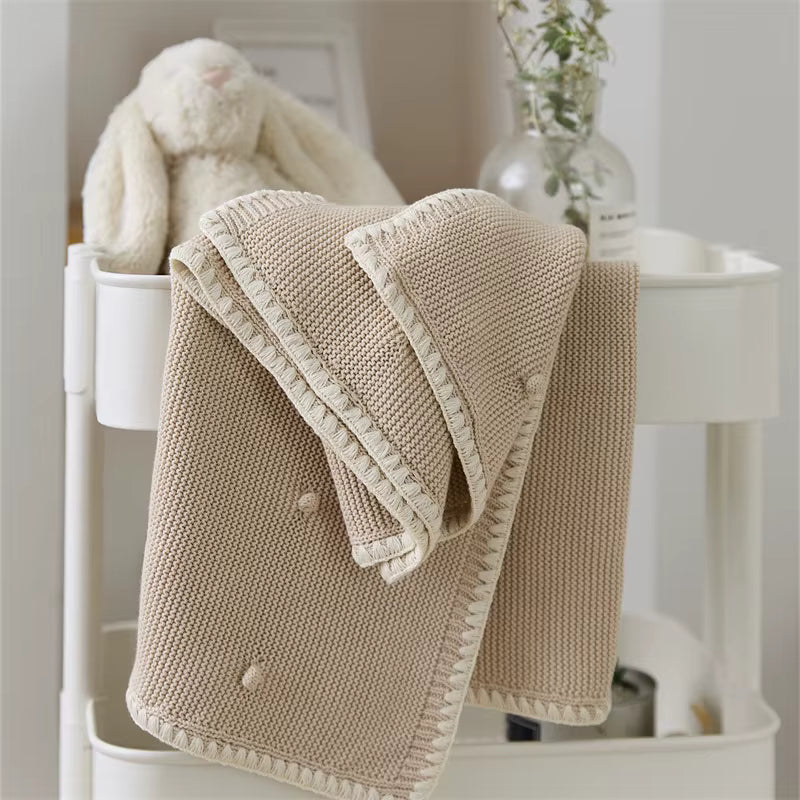 Ramona - Organic Cotton Knitted Blanket - Wheat