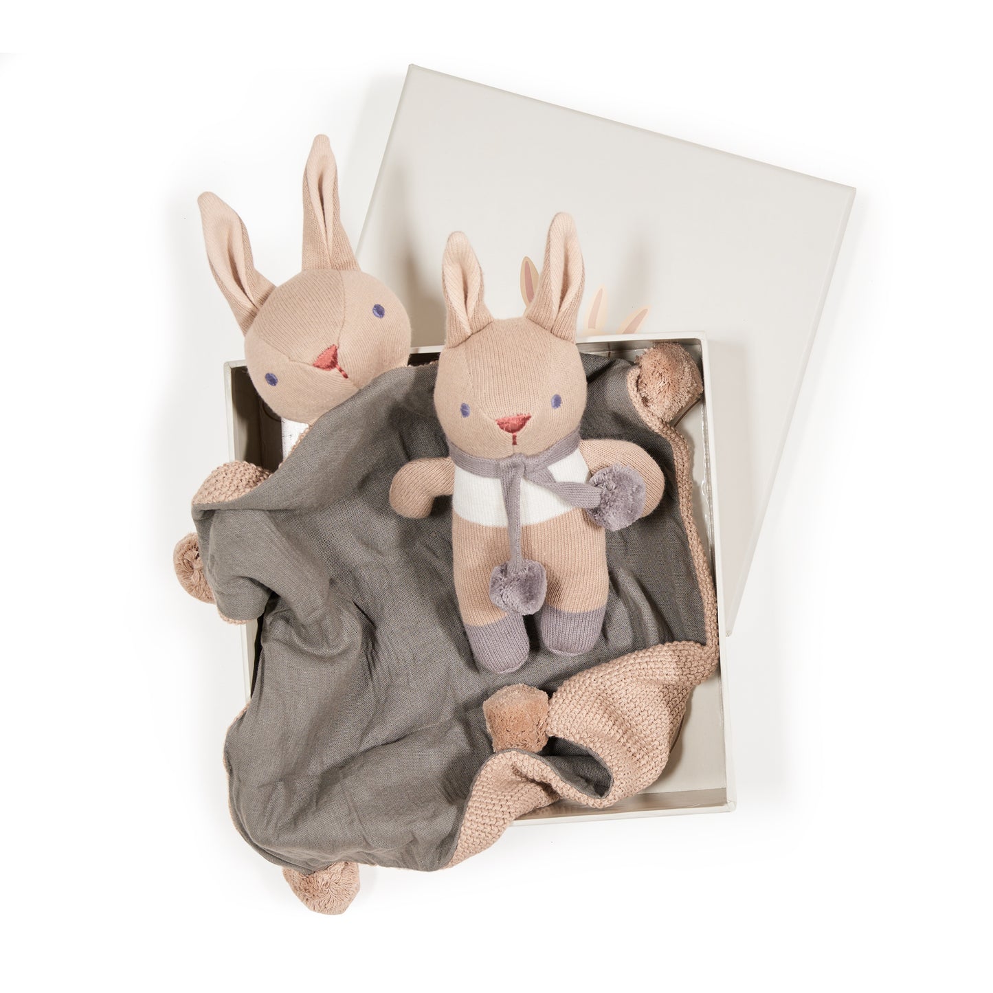 Bunny Taupe Gift Set - Organic Rattle & Comforter